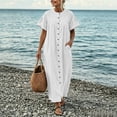 thumbnail image 2 of Bxsruta Womens Maxi Dress Casual Short Sleeve Button Down Shirt Dress Flowy Long Dresses, 2 of 7