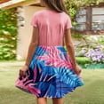 thumbnail image 3 of Robes de Printemps pour Filles Enfants Filles Été Imprimé Floral Feuille Colorée Col Rond Manches Courtes Robe Décontractée Robe pour Tout-Petits Rose 4 Ans-5 Ans, 3 of 5
