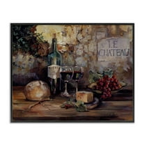 Stupell Industries Parisian Wine and Cheese Food & Beverage Painting Black Framed Art Print Wall Art, 14 x 11