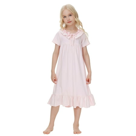 

NIUREDLTD Toddler Girls Nightdress Summer Princess Style Pure Cotton Summer Children s Thin Princess Short Sleeve Lace Home Dress