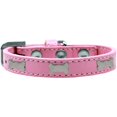 thumbnail image 1 of Silver Bone Widget Dog Collar Light Pink Size 12, 1 of 3