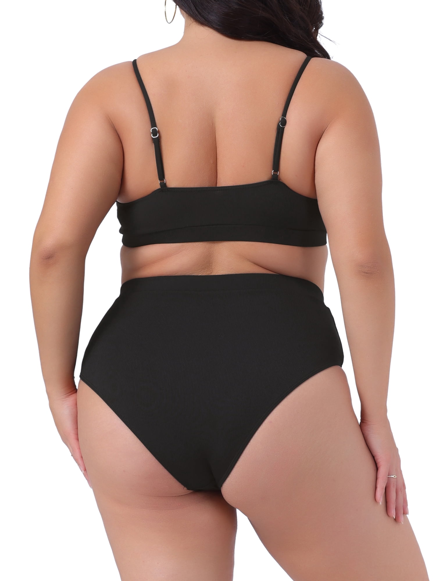 DARING DIVA Plus Size Two Piece Swimsuit for Women Scoop Neck 1X Black