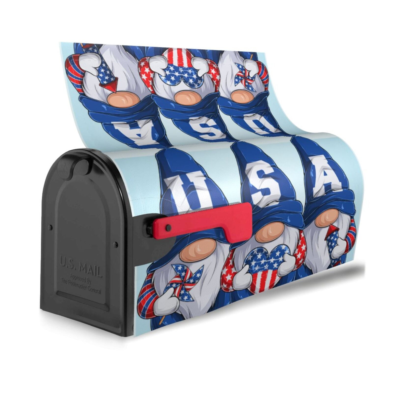 Picia Cute Gnomes in USA Magnetic Mailbox Cover Standard Size-25.5x21 in