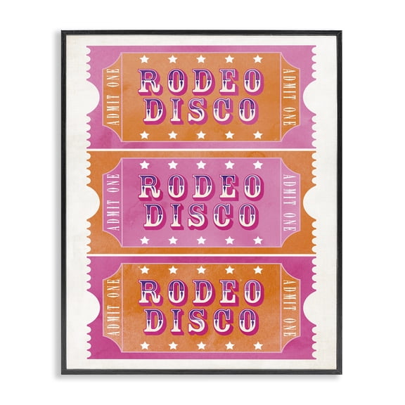 Stupell Industries Art Deco Rodeo Disco Ticket Stubs Black Framed Giclee Art, 11 x 14, by Susan Arnot