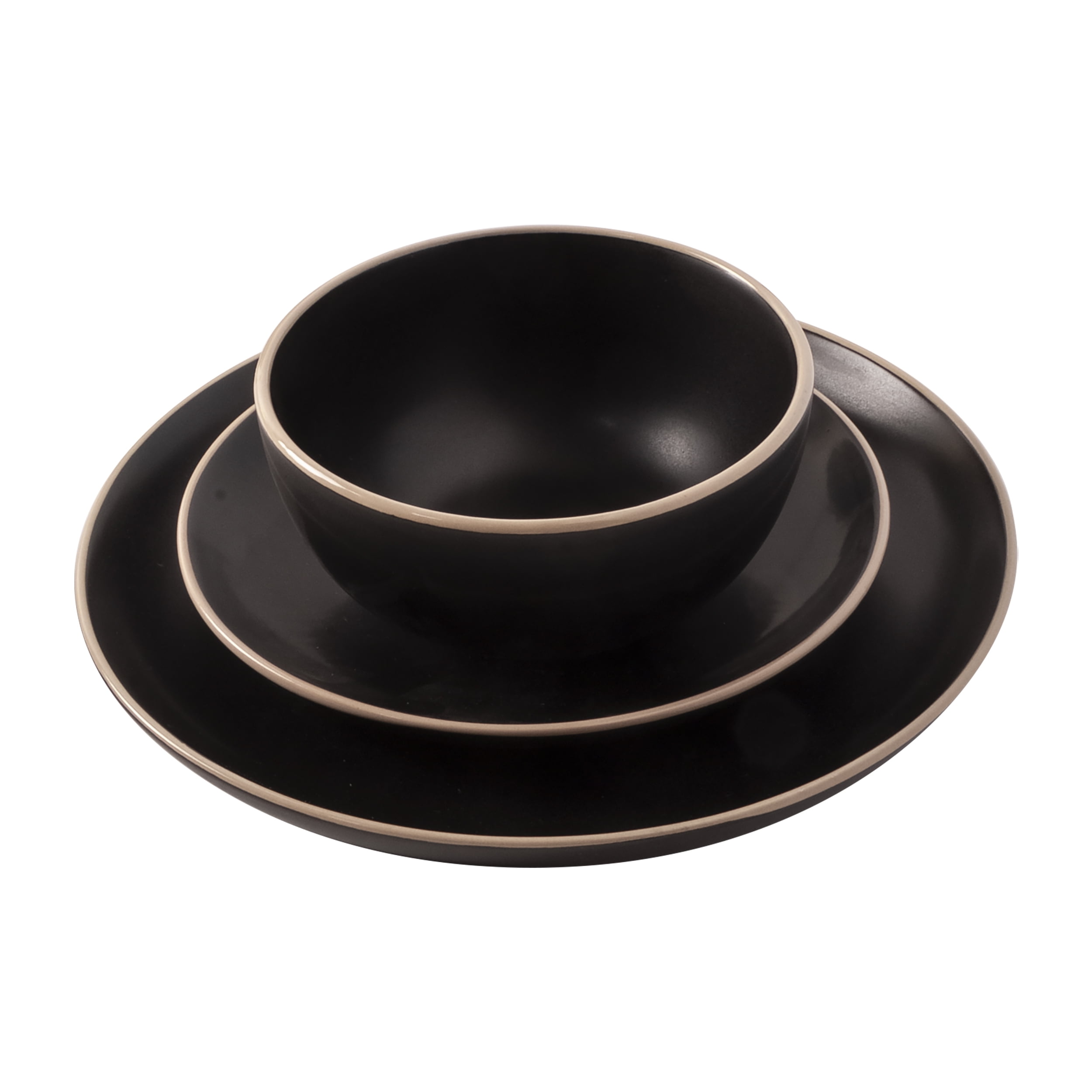 Better Homes & Gardens Zuri Matte Black 12-Piece Dinnerware Set