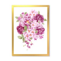 Designart 'Bouquet Of Pink Retro Flowers' Traditional Framed Art Print
