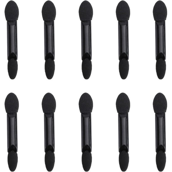 10pcs Sponge Eyeshadow Brush, Disposable Double- Headed Eye Shadow Applicators Makeup Accessories for Women Girls Female, Black