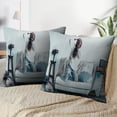 thumbnail image 3 of LALILO Throw Pillow Covers Smile Beautiful Young Woman Wear And Cushion Cover 18" x 18", 2 Pack, 3 of 6