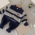 thumbnail image 4 of NAFUU Baby Boys Sweater Sets Long Sleeve Knit Striped Cardigan Coat Top Pants 2 Piece Set Soft Comfortable Fall Outfits Set Vintage Party Outfit 9-12 Months, 4 of 5