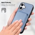thumbnail image 4 of Dteck Detachable Back Cover for iPhone 16 with Card Holder, Magnetic Wallet Pocket Carbon Fiber Texture PU Leather Slim Phone Case, Blue, 4 of 12