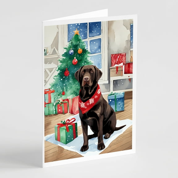 Chocolate Labrador Retriever Christmas Greeting Cards Pack of 8 7 in x 5 in