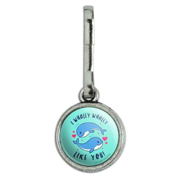 I Whaley Like You Really Whale Love Funny Humor Antiqued Charm Clothes Purse Suitcase Backpack Zipper Pull Aid