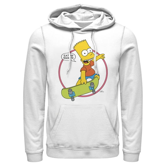 Men's The Simpsons Eat My Shorts  Pull Over Hoodie White Small
