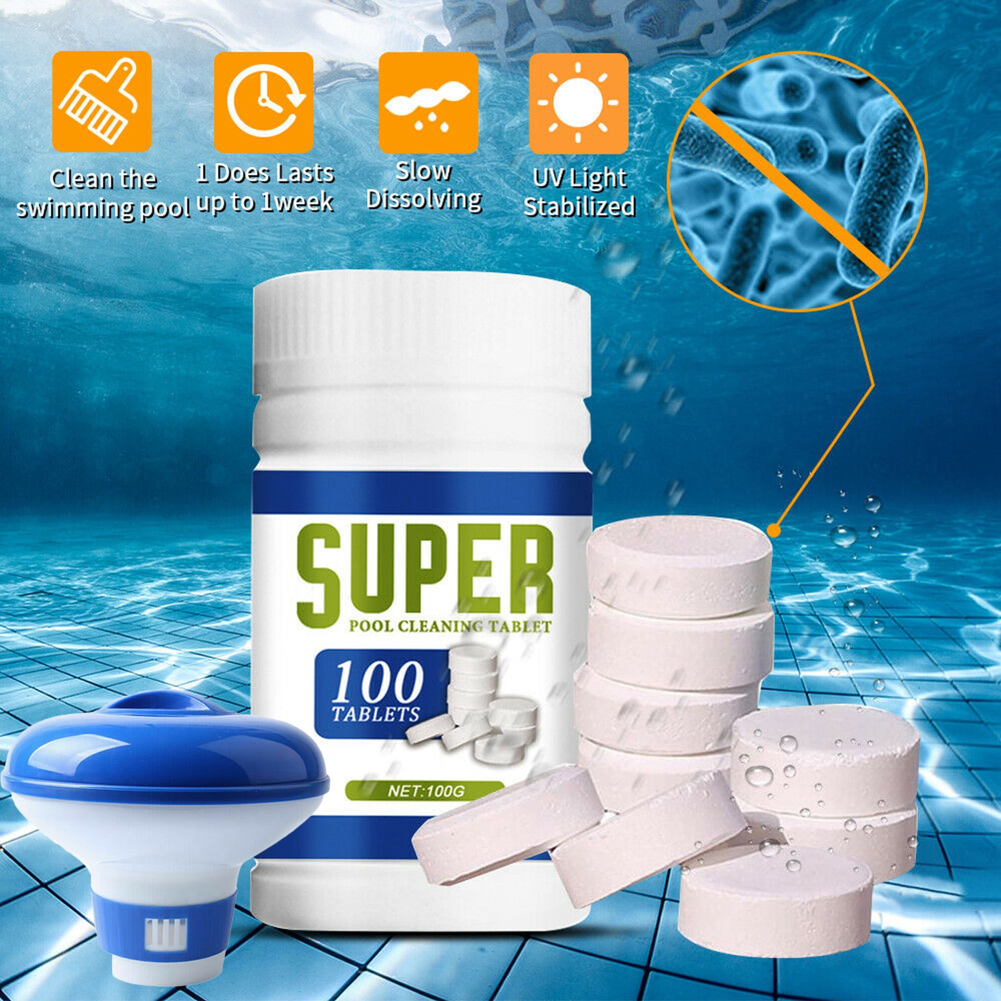 SAYFUT 100PCS Pool Cleaning Effervescent Chlorine Tablets Cage