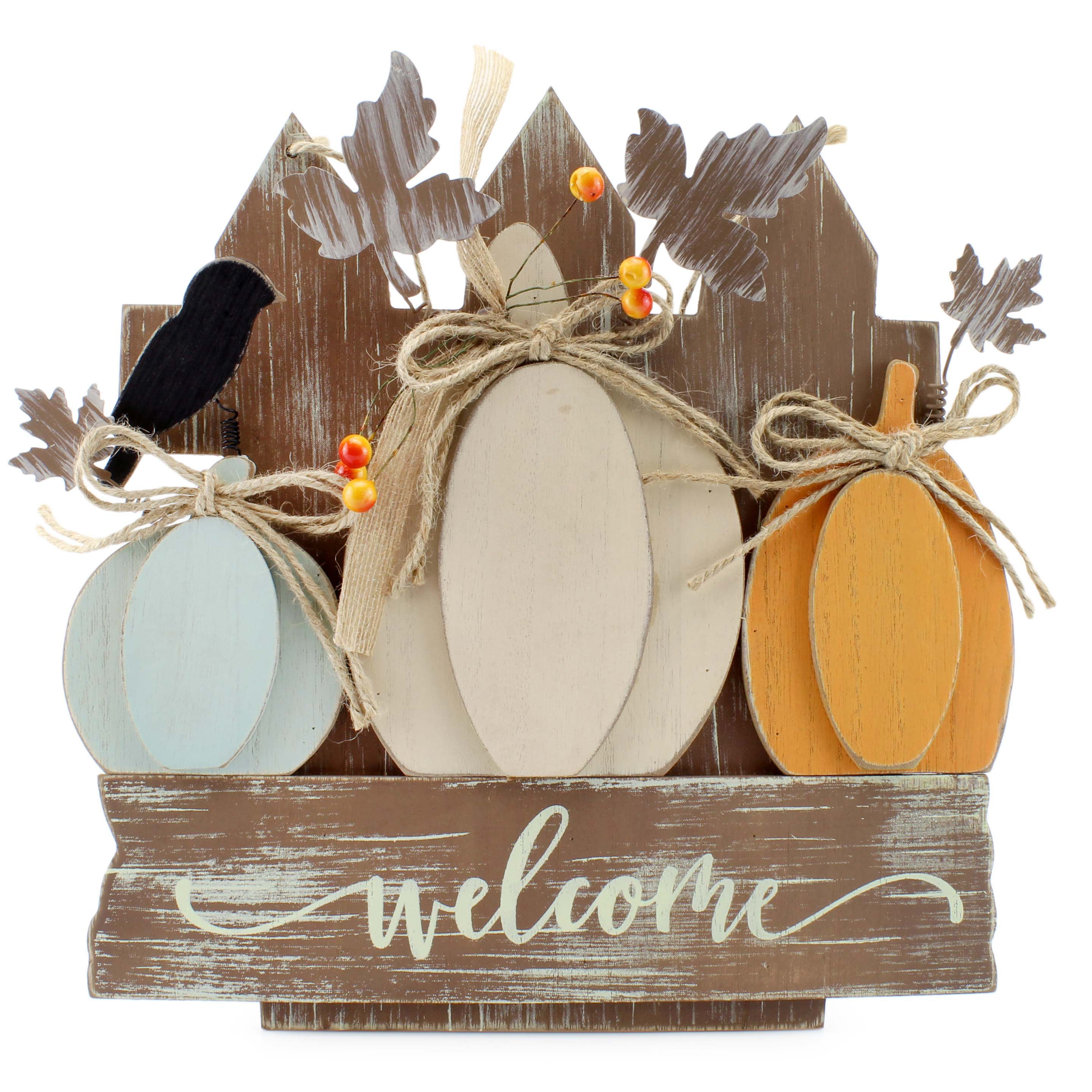 Wooden Door Decoration 12.5 x 12 Inches AuldHome Farmhouse Fall Door Sign