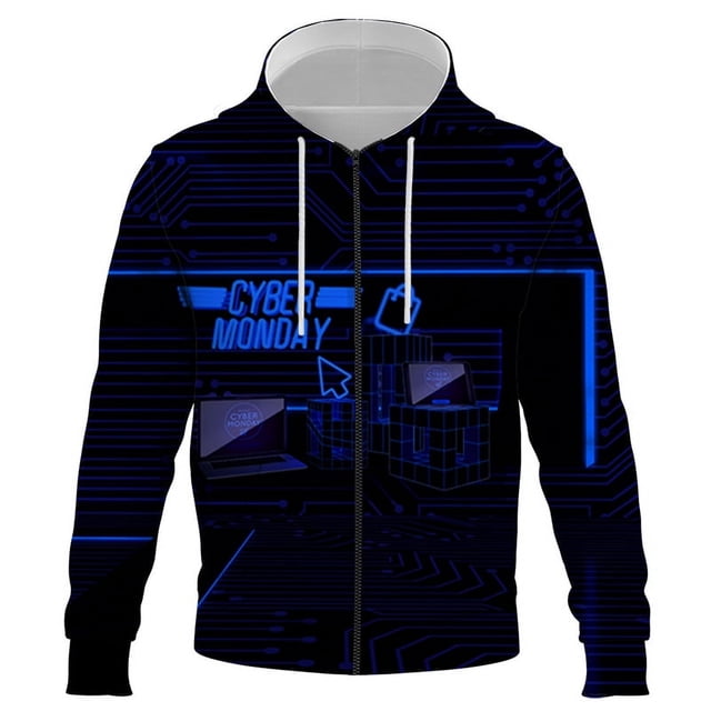 Sudadera con capucha informal con estampado 3D de tecnología del futuro para hombre y mujer, moda 2024, divertida, con cremallera