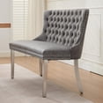 thumbnail image 2 of GZXS 45.6" Tufted Velvet Dining Bench with Back, 2-Seat Upholstered Loveseat Bench with Brushed Silver Stainless Steel Legs for Living/Dining Room, Gray, 2 of 10