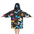 thumbnail image 2 of Black Blue Yellow Butterfly Pattern Blanket Hoodies for Kids 6-13YR Oversize Wearable Blanket Hoodies for Boys Girls Teens, 2 of 7