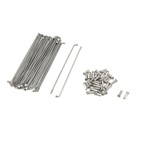 Spoke Nipple Driver - 36 Pcs Silver Tone Steel 3.2mm Dia Motorbike Wheel Spokes w Nipples 160mm Length