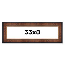 33x8 Frame Brown Walnut Gold Ornate Trim Solid Wood Plein Air Picture Frame | 3 Inch Moulding Width