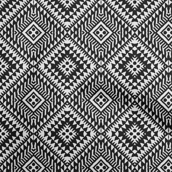 oneOone Polyester Spandex Black Fabric Tribal Fabric For Sewing Printed Craft Fabric By The Yard 56 Inch Wide