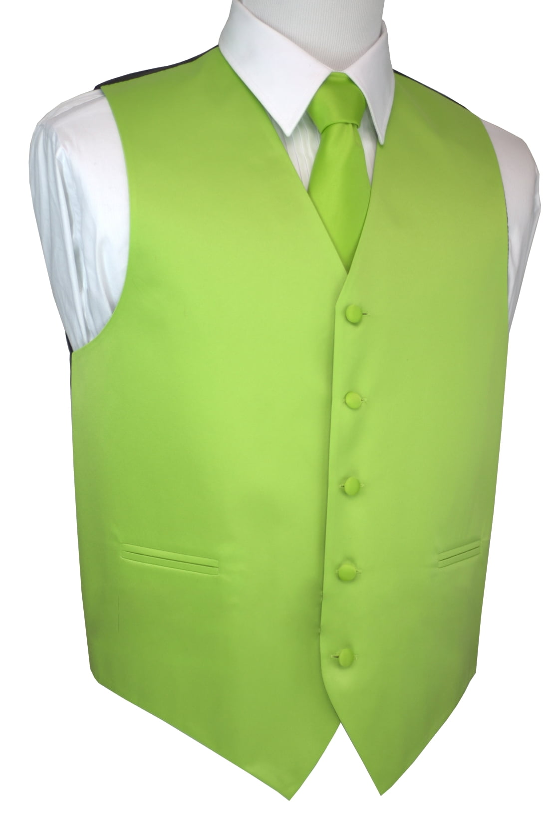 Italian Design, Men's Tuxedo Vest, Tie & Hankie Set Lime
