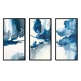 thumbnail image 2 of Designart "Solitary Majesty in Imperial Blue Splendor I" Abstract Liquid Ink Framed Wall Art Set Of 3 - Blue Modern Frame Canvas Set For Living Room Decor, 2 of 6