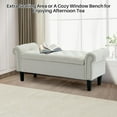 thumbnail image 5 of Storage Bench, 50" Queen End of Bed Bench, Linen Tufted Button Upholstered Bedroom Bench, Storage Ottoman with Rolled Arms, Window Bench with Storage, for Living Room, Entryway Beige, 5 of 12