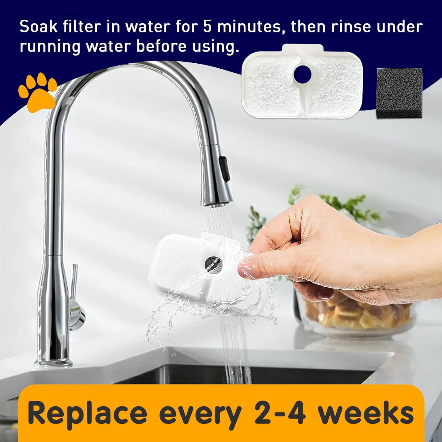 16 pack Cat Water Fountain Filter Replacement for  - Pre-Filter Sponges Compatible with PLWF105, PLWF115, PLWF005