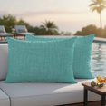 thumbnail image 4 of Outdoor Waterproof Pillow Covers Teal Green Solid Color Decorative Throw Pillow Protectors,Pillowcase Cushion Cases for Patio Sofa Garden Couch,20x12in,Pack of 2, 4 of 14