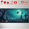 thumbnail image 6 of Glow in Dark Halloween Background Spooky Cemetery Full Moon Tombstones Jack O Lantern for Party Decoration Holiday, 6 of 6