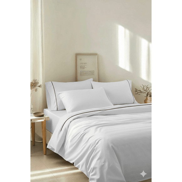 Juego de Sábanas King Size 2800 Hilos Extra Suave Premium Textura Rayada Soft Nature