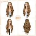 thumbnail image 4 of PHOCAS 28 Inch Lace Front Wig 13x3 Synthetic Deep Wave Wig for Women Pre Plucked Natural Hairline Glueless Wear Go Heat Resistant Tangle Free Golden Brown, 4 of 9