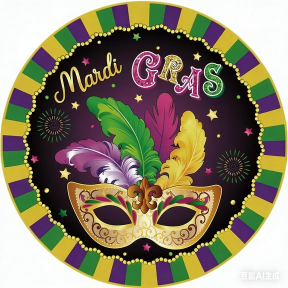 HELLOYOUNG Mardi Gras Masks 8 Inch Holiday Party  mental Decorations for Fat Tuesday Festival Home Decor Masquerade Ball Supplies with Metallic Finish