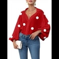 thumbnail image 2 of Blusa Holgada de Larga con Cuello Semiabierto y Lunares Franceses para Mujer Lunares Rojos XL, 2 of 9