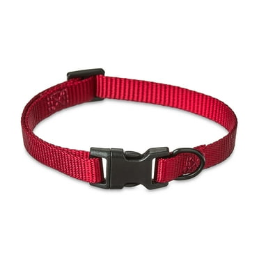 Vibrant Life Solid Polyester Adjustable Dog Collar, Red, Small