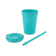 Your Zone 4-Pack Plastic 15-Ounce Capacity Tumbler Set with Lid and Straw, Multi-Colored