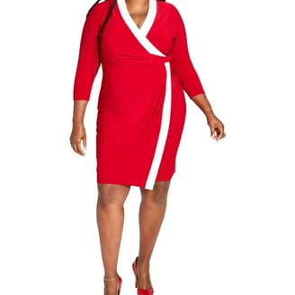 ALEX EVENINGS Womens Red Long Sleeve Short Body Con Cocktail Dress Plus 16W - Walmart.com ALEX EVENINGS Womens Red Long Sleeve Short Body Con Cocktail Dress Plus 16W - Walmart.com
