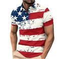 thumbnail image 2 of cllios Independence Day Mens Golf Shirts Patriotic Red White and Blue Graphic Tee Short Sleeve Button Collar Tshirts 4th of July Tennis Shirts for Men, 2 of 5