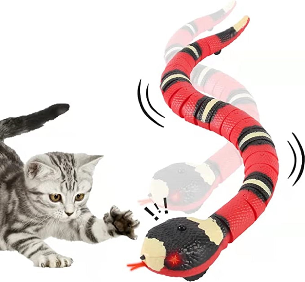 Smart Sensing Snake Cat Toy,Snake Shape Interactive Cat Toy,Automatic