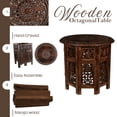 thumbnail image 4 of Round Wood Coffee Table - 18” Carved Small Accent Side Table with Burnt Finish, Wooden Altar Table, 18” Round Top x 18” Height, Perfect End Table for Living Room Décor, 4 of 6