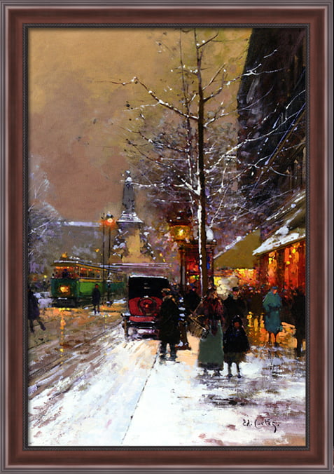 Home Decor Art Canvas Print Edouard Cortes Winter Scene In Paris Painting 16x20 