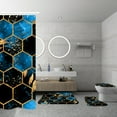 thumbnail image 4 of Debonair 4 Pcs Bathroom Shower Curtain Set,Durable Bathroom Decor Set with Rugs(Bath Mat,U Shape and Toilet Lid Cover Mat) and 12 Hooks,Sky Blue Honeycomb Marble, 4 of 7