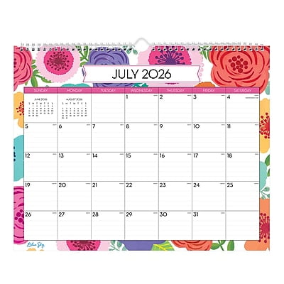 2026-2027 Blue Sky Wirebound floral 12" x 15" Academic Monthly Wall Calendar, Assorted Colors (156554-A27)