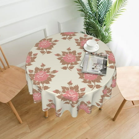 

YFYANG 60 inch Round Table Cloth Reusable Polyester Vintage Rose Pattern Table Cover for Indoor Outdoor Kitchen Restaurant Table Decoration Tablecloths