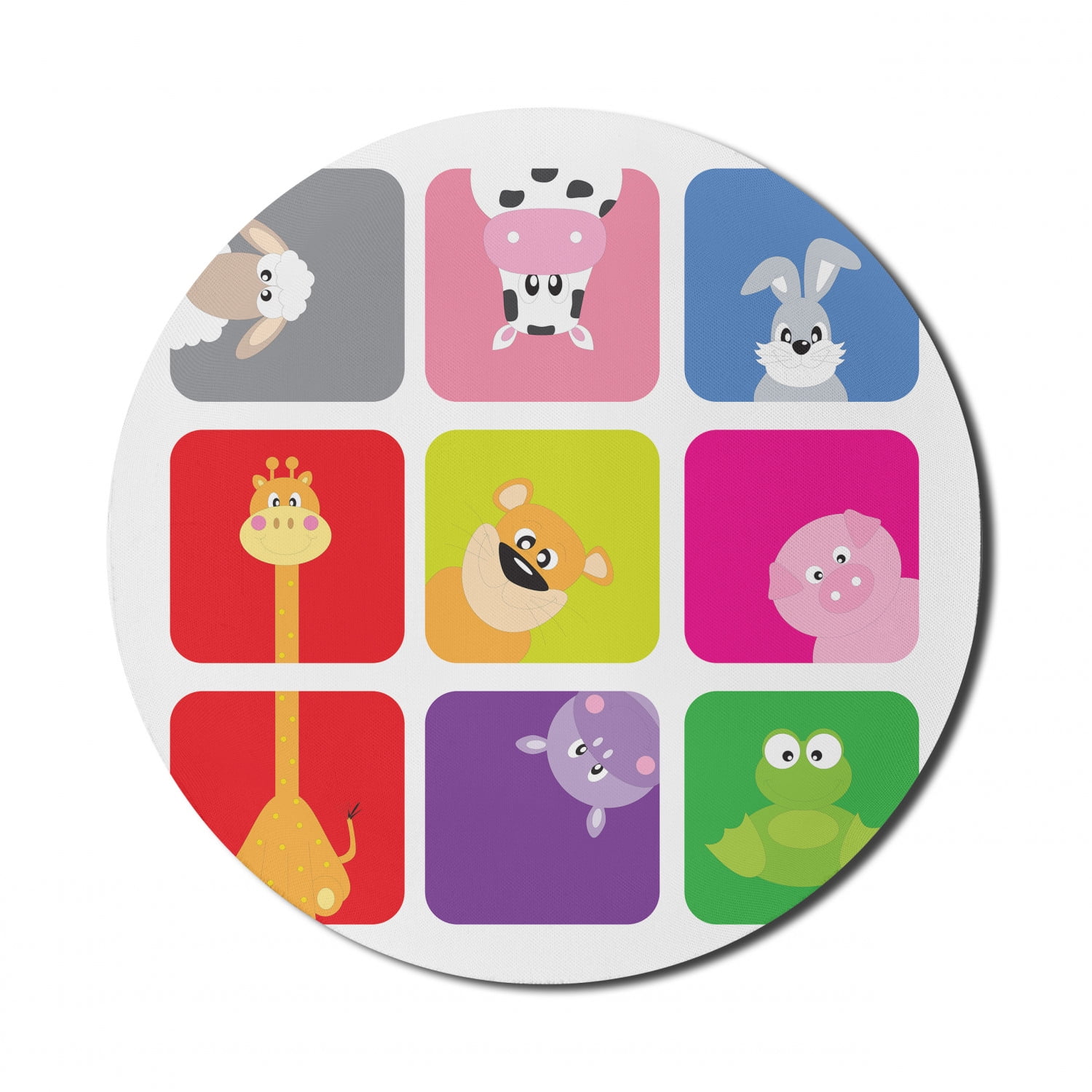 Cartoon Mouse Pad for Computers, Animals in Colorful Frames Pig Cow ...