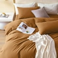 thumbnail image 5 of JOLUSERE 100% Organic Yarn-Dyed Cotton Duvet Cover Queen Set, 3 Pieces Cotton Bedding Duvet Cover,Ultra Soft & Fade Resistant,Caramel, 5 of 14