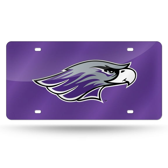 University of Wisconsin Whitewater Warhawks Premium Laser Cut Tag License Plate, Mirrored Acrylic Inlaid, 6x12 Inch