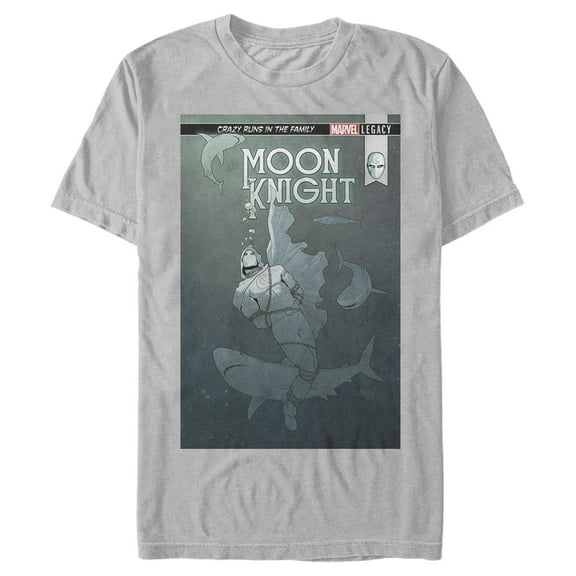 Men's Marvel Moon Knight Shark Attack Graphic Tee Silver Large