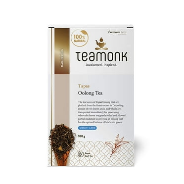 Teamonk Tapas USDA Certified Organic Darjeeling Oolong Tea Leaves (50 Cups) - 100gm Bag. Slimming Tea for Weight Loss. Boosts Metabolism. Works as a Sugar Free Detox Tea.